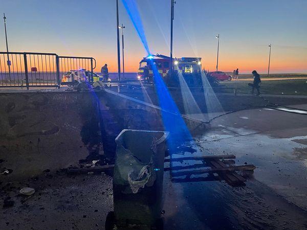 Vandals reportedly set fire to a bin and pallets at the skatepark in Jubilee Gardens. (Credit: Lancashire Police)