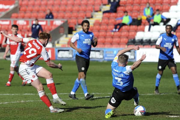 Ged Garner has a shot but it was not Fleetwood's day against Peterborough