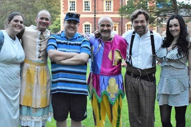 Steve Royle and other members of the Dan Leno play cast with Peter Kay when he came to watch it at Lytham Hall