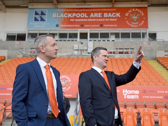 Neil Critchley with chief executive Ben Mansford