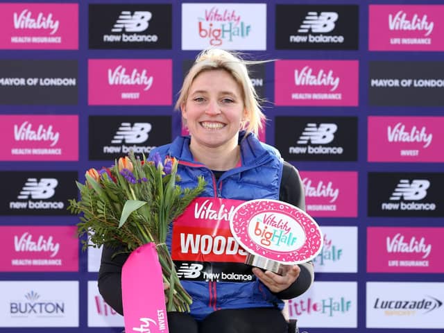Shelly Woods won the women's wheelchair race at the Vitality Big Half in London
Picture: PRESS ASSOCIATION