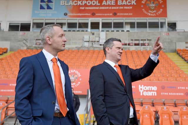 Neil Critchley with chief executive Ben Mansford
