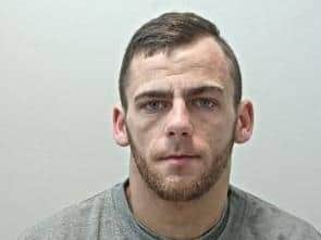 Aidan Ellerker, 25, from Fleetwood, is wanted in connection with two burglaries at businesses in Lord Street, Fleetwood, on October 16 and November 26  last year. Pic: Lancashire Police
