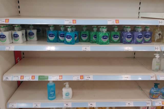 Long-life products and hand sanitiser have been in short supply