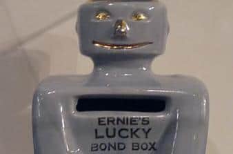 Money box shaped like ERNIE. Pic credit: Geni, CC BY-SA 4.0 via Wikimedia Commons