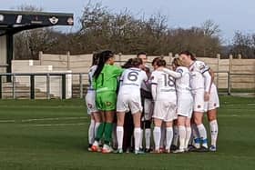 The Fylde team huddle ahead of their first fixture of 2022
Picture: FYLDE WOMEN