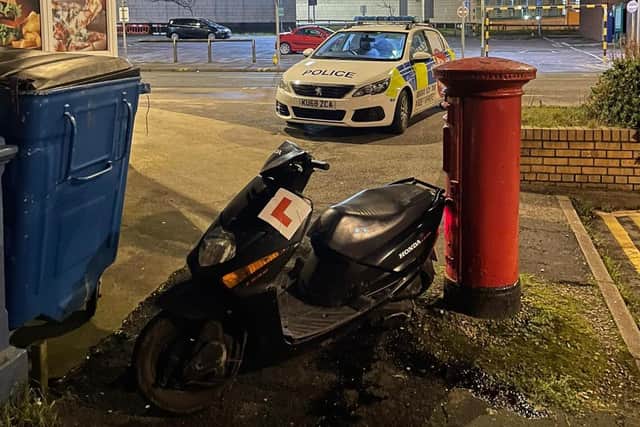 A 16-year-old boy was arrested on suspicion of dangerous driving and theft of a motor vehicle after a moped was stopped in Blackpool (Credit: Lancashire Police)