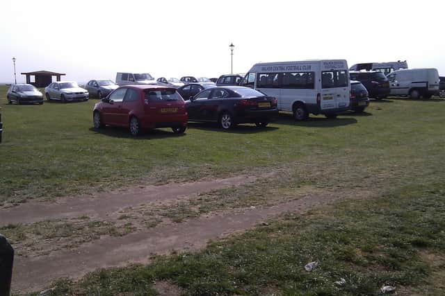 Vehicles parked on Lytham Green for a previous event
