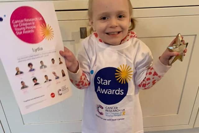 For her courage in facing cancer Lydia Shepherd, from Wrea Green, has received a Cancer Research UK for Children & Young People Star Award, in partnership with TK Maxx
