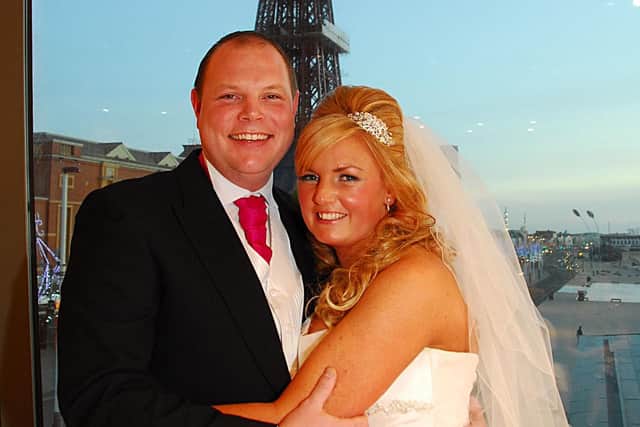 Simon and Kelly Garrick on their wedding day