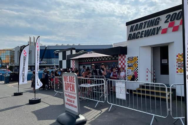 Queues outside the Karting 2000 Raceway