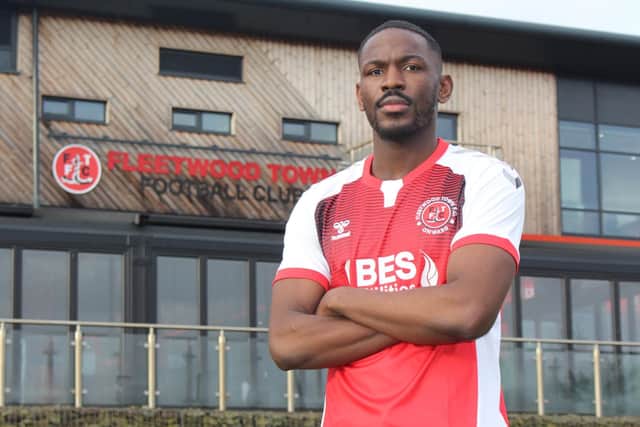 Toto Nsiala in Fleetwood colours. Credit: FTFC