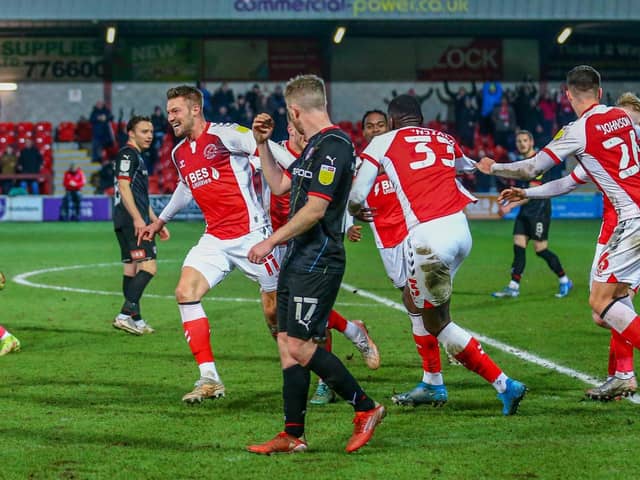 Fleetwood Town celebrate Anthony Pilkington's winner Picture: Sam Fielding/PRiME Media Images Limited