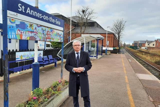 Fylde MP Mark Menzies at St Annes station