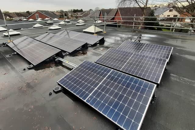 Solar panels on the roof of Garstang Library, which has reopened after a three-month programme of work to make it more environmentally-friendly