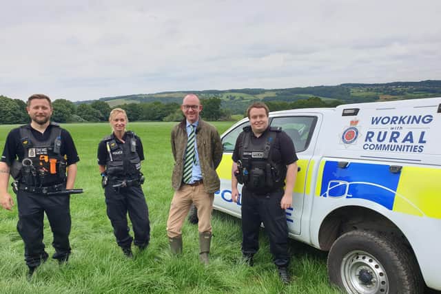 Andrew Snowden, Lancashire Police and Crime Commissioner, with members of the rural task force out in Lancashire