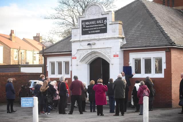 Unveiling of a blue plaque at the Michael Hall Theatre School on Preston Old Road