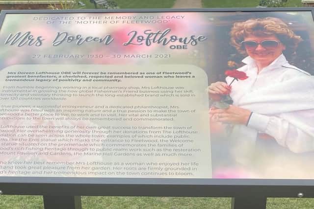 The memorial in honour of Doreen Lofthouse