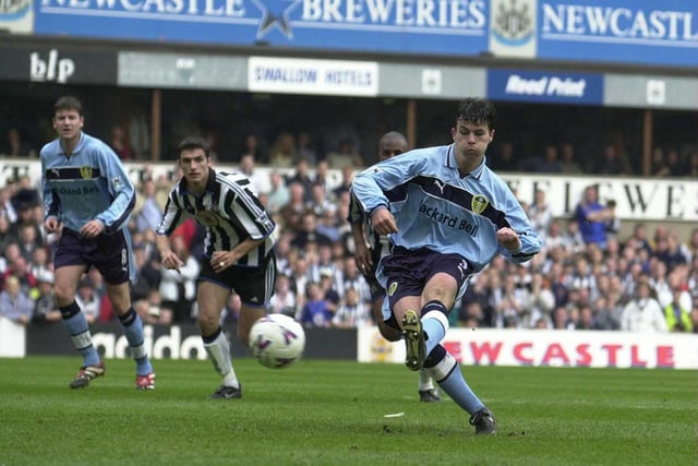 Ian Harte takes a penalty during the Premiership clash against Newcastle United at St James's Park in April 2000. He missed. The game finished 2-2.