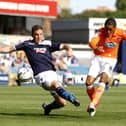 Tom Ince scores his and Blackpool's second goal