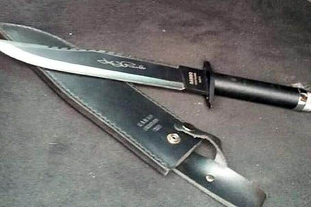 A ‘Rambo’ knife, replica of the knife featured in the film First Blood, which RXG and Sevdet Besim discussed online prior to their arrests (GMP/PA)