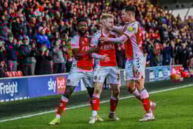 Paddy Lane celebrates scoring Fleetwood Town's goal at the weekend Picture: Sam Fielding/PRiME Media Images Limited