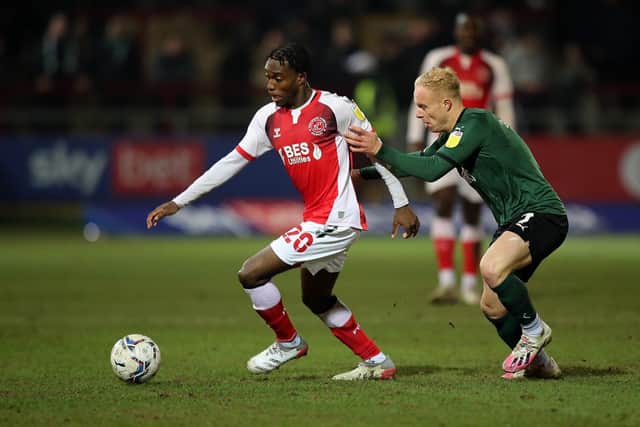 Jay Matete made his last Fleetwood appearance against Plymouth Argyle