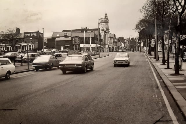 This photo was taken because of a lack of white lines on the road where Church Street meets Park Road, 1974
