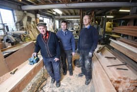 Joe Gillett (left) with his son Nicholas and colleague Ian Clough in the joinery workshop
