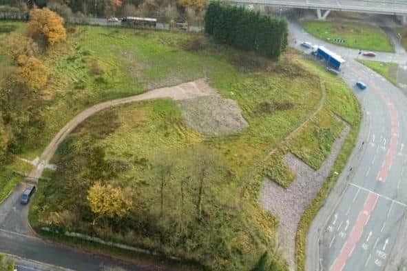 A bird's eye view of the plot where the mosque will be built at the junction of the M55, M6 and A6 in Broughton (credit: RIBA)