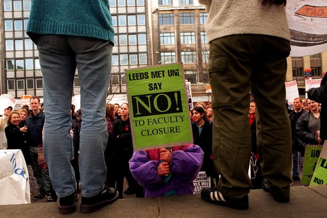 The threatened closure of the faculty of health and social care prompted Leeds Metropolitan University students to demonstrate outside Leeds City Art Gallery.