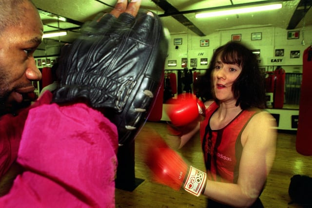 This is Rachel Walker put through her paces by Rick Manners at his school of boxing in Mabgate.