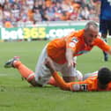Gary Taylor-Fletcher celebrates finding the net for Blackpool