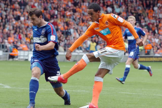 Tom Ince scores Blackpool's third of the afternoon