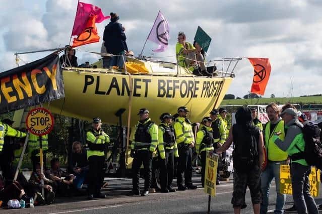 Extinction Rebellion outside the fracking site in 2019