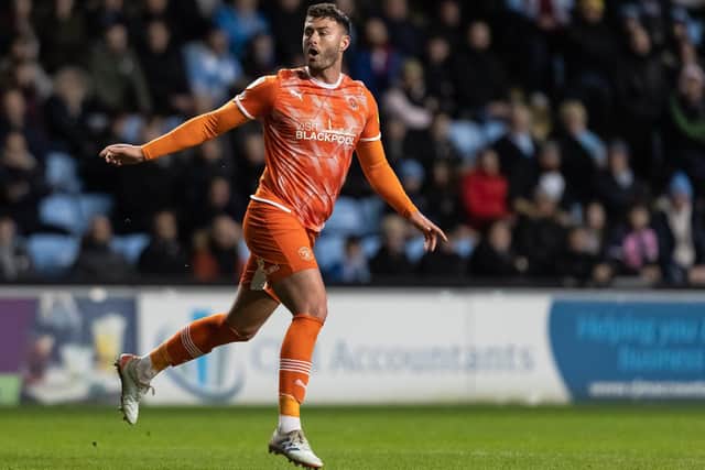 Gary Madine scored his sixth goal of the season for Blackpool at Coventry