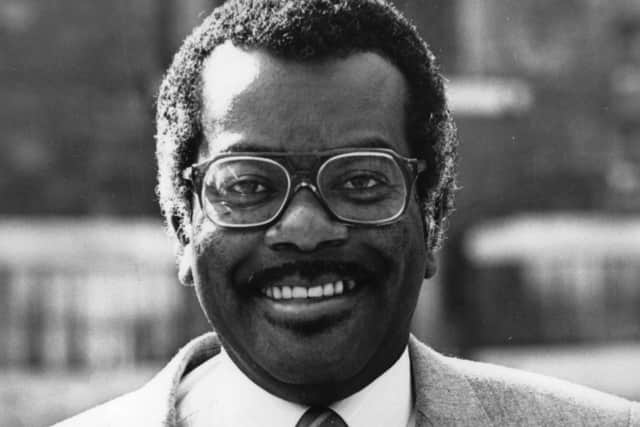 Sir Trevor McDonald, after receiving the Man of the Year Award, 1982. Photo: Getty Images