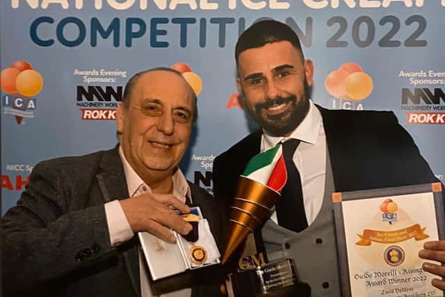 Luca Vettese at the awards ceremony with famous chef Gennaro Contaldo