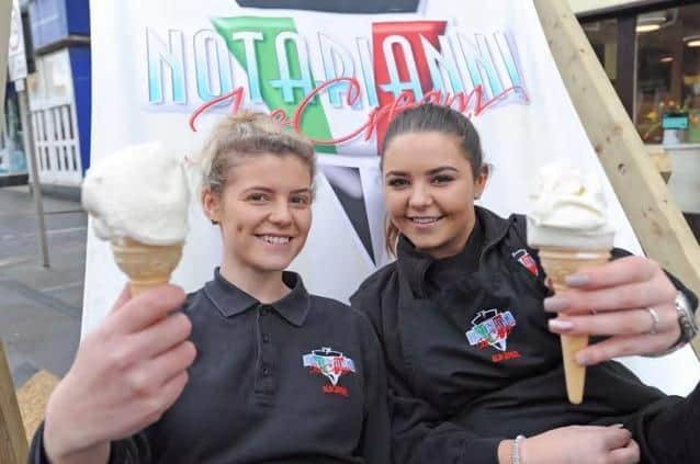 Oceana Carr and Izzy Foote with famous Notarianni cones