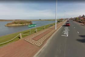 The motorcyclist was thrown off his bike after colliding with a red Citroen car near the boating lake in Laidleys Walk, Fleetwood at around 7.30pm on Tuesday (February 15). Pic: Google