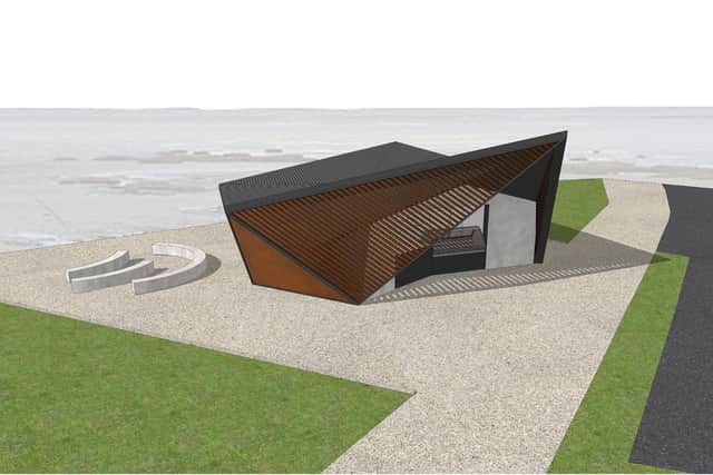 An initial artist impression of the kiosk. The final design is similar, but more detailed images and a scale model will be on display at the exhibition