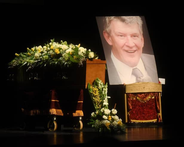 The funeral of entertainer Tony Jo at Blackpool Grand Theatre