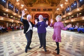 Marie Hutchinson, Monica Norris and Mavis Mottershead meet at the Tower Ballroom where they danced together 70 years ago.