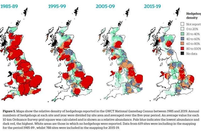 Hedgehog population density over the years