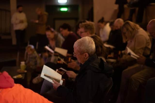 The audience reading at the book's launch - Picture by Clare Walmsley Griffith