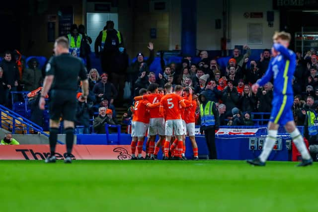 The Blackpool fans applaud the players at the full-time whistle. Picture: Sam Fielding