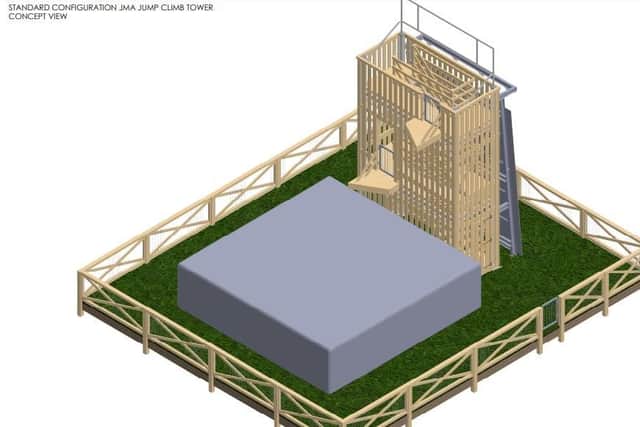 Plans showing the proposed jump tower