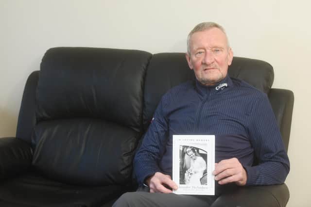Ron McAndrew with a picture of his beloved late wife Jen