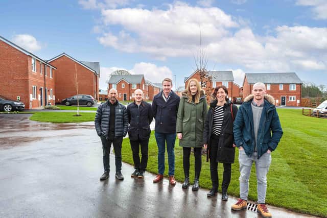 Progress Housing's new 55 home development at Catterall.
Pictured are Tony Cornall, Breck Homes, Jonathan Harman, Simon Fenton Partnerships, Andy Garnett, Breck Homes, Rebecca Thackray, Progress Housing
Group, Rebecca Field,  Progress Housing Group, Dean Butler, Breck Homes
