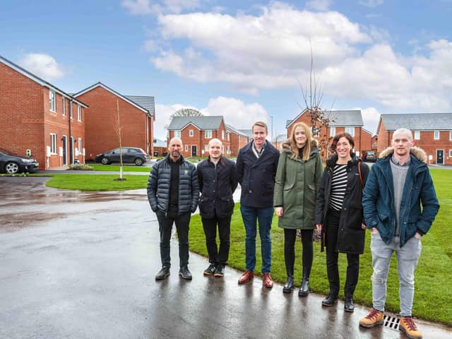 Progress Housing's new 55 home development at Catterall.
Pictured are Tony Cornall, Breck Homes, Jonathan Harman, Simon Fenton Partnerships, Andy Garnett, Breck Homes, Rebecca Thackray, Progress Housing
Group, Rebecca Field,  Progress Housing Group, Dean Butler, Breck Homes